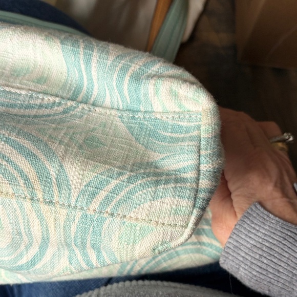 Coach Mint Blue & Tan Patterned Canvas Tote - Picture 5 of 11